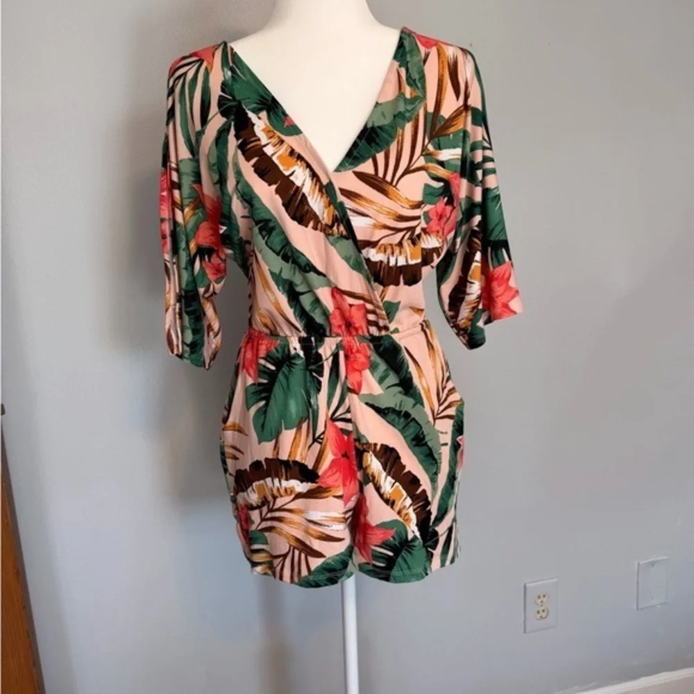 VENUS Pink and Green Floral Romper